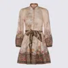 Zimmermann Womens Pink Paisley Alchemy Belted Floral-print Linen Mini Dress In Brown