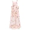 Zimmermann Acacia Broderie Anglaise Linen Midi Dress In Pink/green