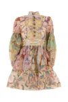 Zimmermann Multicolor Printed Linen Mirror Dress In Printed
