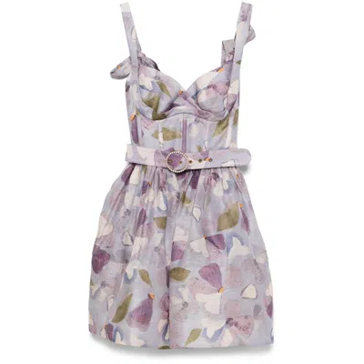 Zimmermann Dawning Mini Dress In Purple