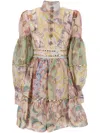 Zimmermann Multicolor Printed Linen Mirror Dress In Spliced Floral