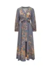 Zimmermann Tallow Floral Midi Wrap Dress In Teal Multi Floral