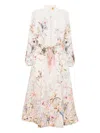 Zimmermann Rebellion Multicolor Midi Dress With Bow Detail On The Front And All-over Floral Print In Linen Woma In Multi