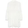 Zimmermann 'acacia'white Mini Dress With All-over Broderie Anglaise And Scallop Hem In White