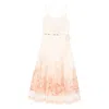 Zimmermann Womens Wanderlust Corset Cotton-poplin Midi Dress Coral Toile Xxs In Multi