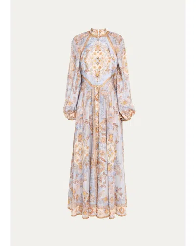 Zimmermann Echo Billow Silk Maxi Dress In Black