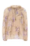 Zimmermann Embellished Floral-print Silk-crepon Blouse