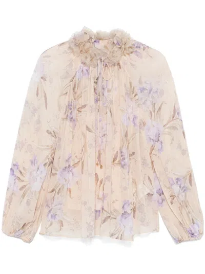 Zimmermann Eden Billow Blouse In Beige/multi