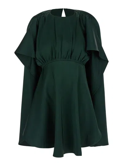 ZIMMERMANN EDEN GREEN MINI DRESS WITH RUCHED SHOULDER IN VISCOSE WOMAN