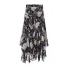 Zimmermann Black Eden Handkerchief Viscose Midi Skirt