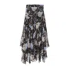 Zimmermann Black Eden Handkerchief Viscose Midi Skirt In Black