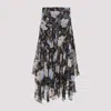 Zimmermann Black Eden Handkerchief Viscose Midi Skirt In Black Inca Lily