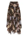 Zimmermann Black Eden Handkerchief Viscose Midi Skirt In Multi