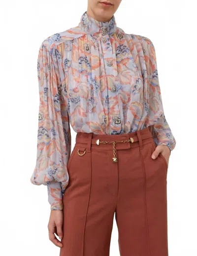 Zimmermann Eden Lantern Blouse In Sapphire In Multi
