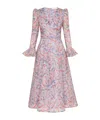 Zimmermann Womens Sapphire Eden Eden Flower-print Linen And Silk-blend Midi Dress In Multicolor