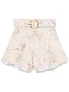 Zimmermann Eden Floral Tuck Shorts In Natural Iris