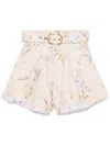 Zimmermann Eden Floral Tuck Shorts In Neutrals