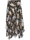 Zimmermann Black Eden Handkerchief Viscose Midi Skirt In Black