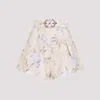 Zimmermann Eden Floral Tuck Shorts In Natural Iris
