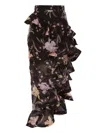 Zimmermann Eden Waterfall Asymmetric Ruffled Floral-print Linen And Silk-blend Midi Skirt In Multicolour