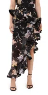 Zimmermann Eden Waterfall Asymmetric Ruffled Floral-print Linen And Silk-blend Midi Skirt In Iris Sherbet