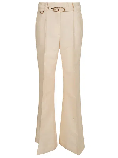 Zimmermann Belted Cotton And Linen-blend Wide-leg Pants In White