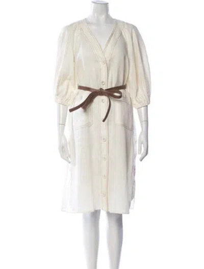 Pre-owned Zimmermann Eel Skin Midi Length Dress In Brown/white