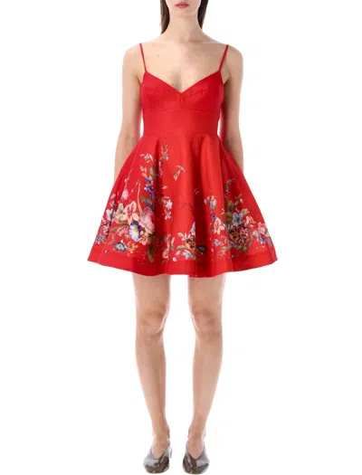 Zimmermann Effortless Feminine Mini Dress With Adjustable Straps In Red