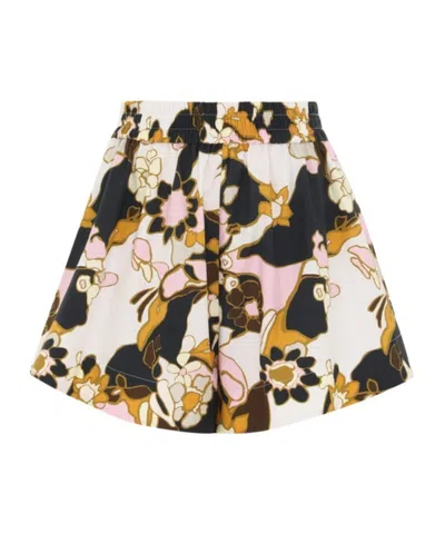 Zimmermann Elastic Waist Shorts In Ylwkldfl Yellow Kale