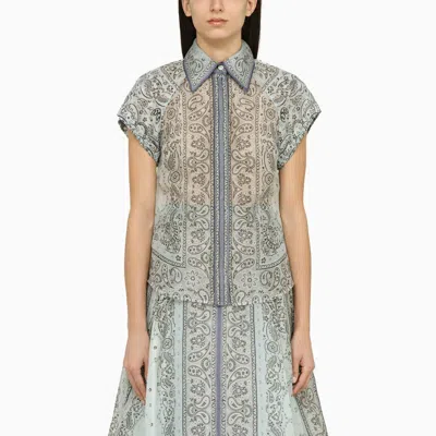 Zimmermann Elegant Blue Silk And Linen Shirt For Women