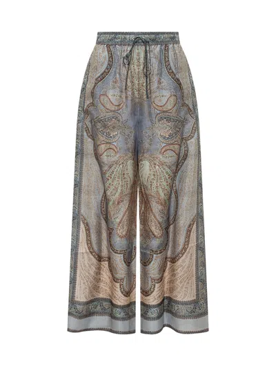 Zimmermann Elegant Chiffon Wide-leg Trousers In Multi