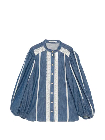 Zimmermann Elegant High Neckline Button-down Top Size 0 In Multi