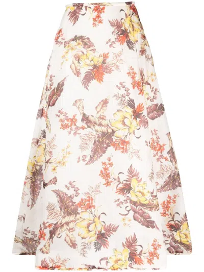 Zimmermann Elegant Linen And Silk Blend Skirt For Women In Teal