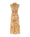 Zimmermann + Net Sustain Matchmaker Tiered Floral-print Crepon Midi Dress In Nude