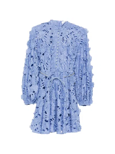 ZIMMERMANN ZIMMERMANN ELEGANT MINI DRESS WITH SOPHISTICATED CUFFS AND EMBROIDERED DETAILS - SIZE 0