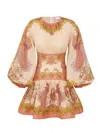 Zimmermann Womens Chartreuse Scarf Floral Indra Floral-print Cotton And Silk-blend Mini Dress In Multi