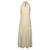 Zimmermann Embellished Collar Midi Halter Neck Dress In Ivory Viscose In White