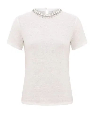 Zimmermann Embellished Crew-neck T-shirt In White