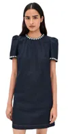 Zimmermann Crystal Embellished Denim Minidress In Blue