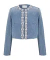 Zimmermann Womens Crush Embellished-trim Denim Jacket Blue Moon Xs In Blue