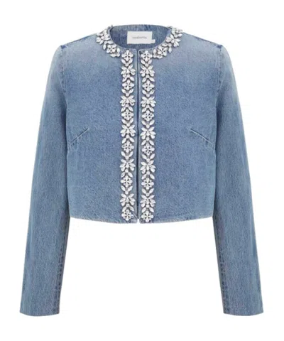 Zimmermann Womens Crush Embellished-trim Denim Jacket Blue Moon Xs