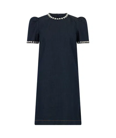 Zimmermann Embellished Denim Mini Dress In Black