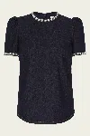 Zimmermann Embellished Denim Top In Night Sky In Blue