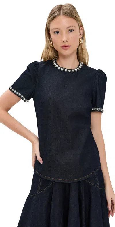Zimmermann Embellished Denim Top Night Sky In Black