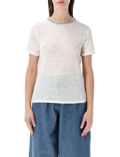 Zimmermann Embellished Linen Tee In White