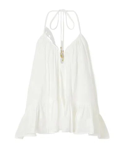 Zimmermann Embellished Polka-dot Cotton Tank In White