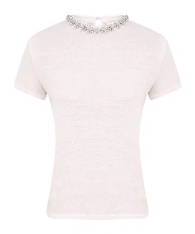 Zimmermann Embellished Short-sleeved T-shirt In Pink