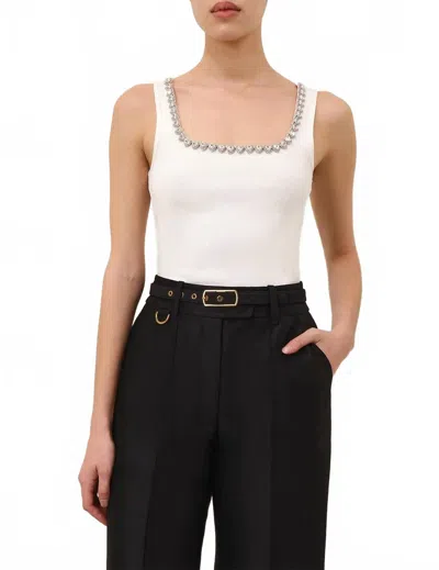 Zimmermann Embellished Tank Top In Ivory In White