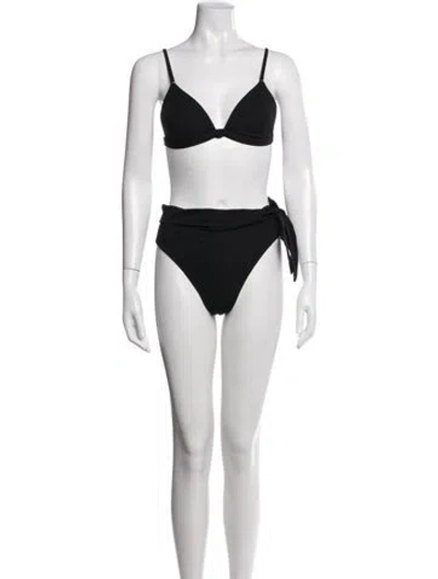 Pre-owned Zimmermann Embroidered Accent Bikini In Black