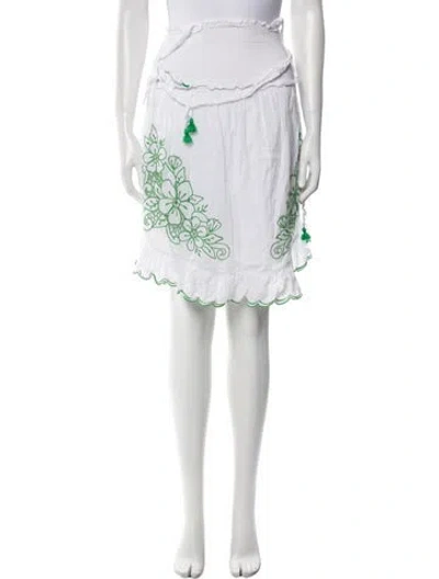 Pre-owned Zimmermann Embroidered Accent Knee-length Skirt In White